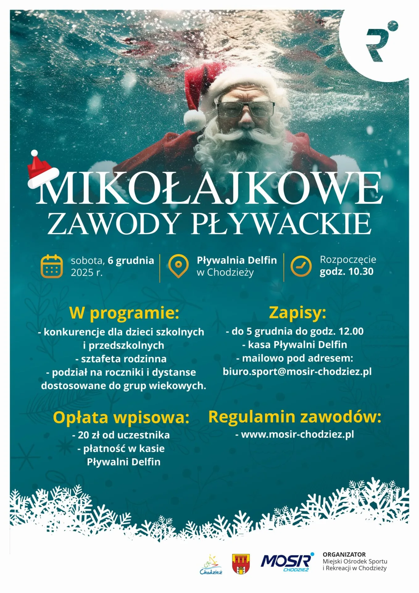 Mikołajkowe Zawody Pływackie Plakat